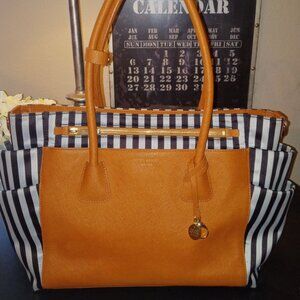 Henri Bendel West 57th Centennial Stripe Large Leather Tote
